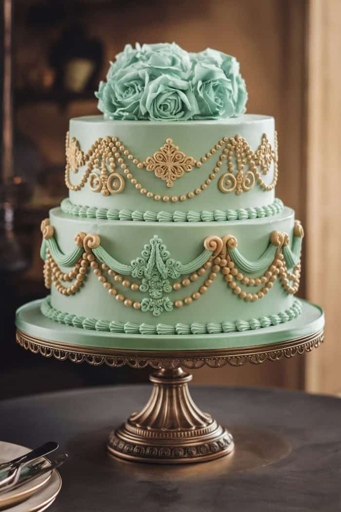 Royal Mint Green Wedding Cake